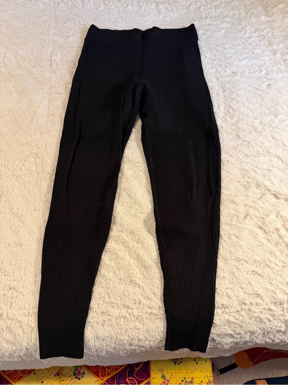 Alala Black Ribbed Sweater Knit Leggings
